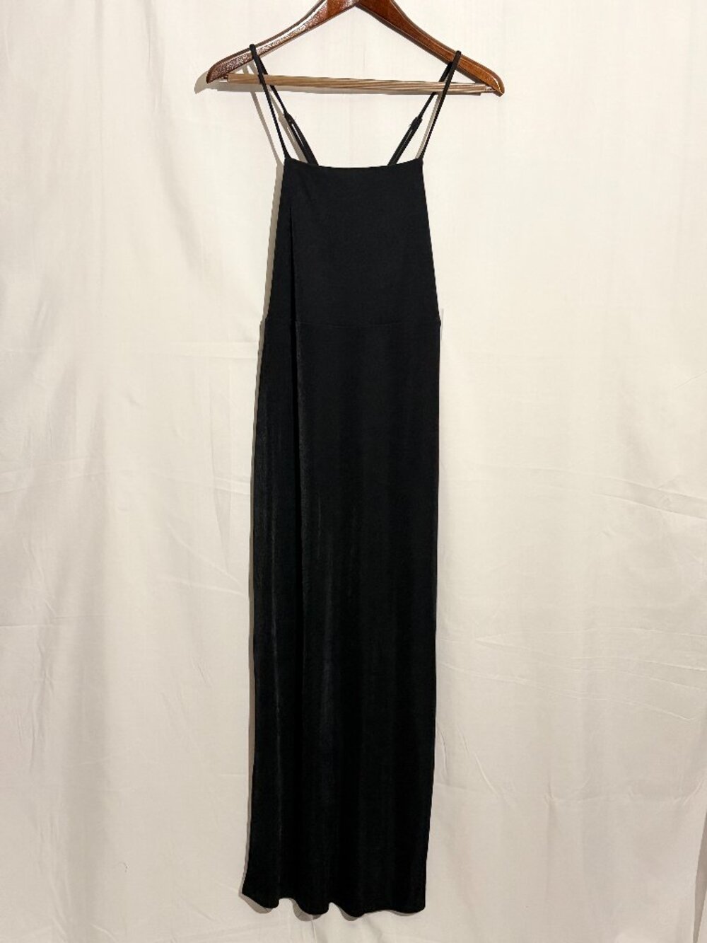 Wild Fable Black Lace Up Back Maxi Bodycon Dress Medium Square Neck